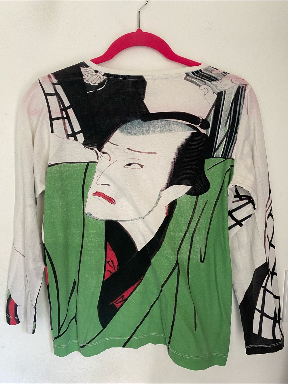 Dries Van Noten Cotton V- Neck Japanese GraphicLong sleeved Top Medium